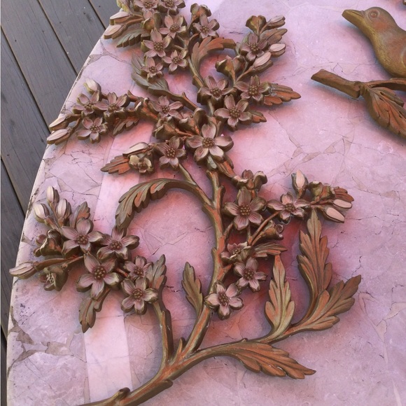 Vintage Gold Hard Plastic Birds and Flowers - Picture 2 of 11